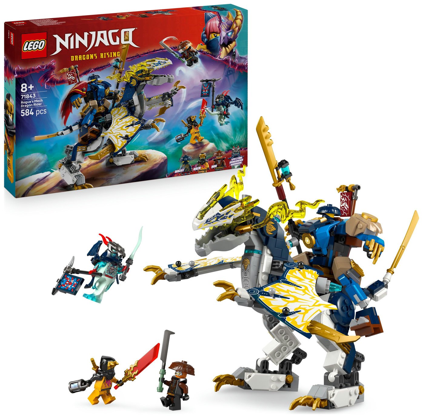 LEGO NINJAGO Rogue's Mech Dragon Rider Ninja Toy Set 71843