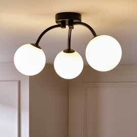 Argos Home Opal Ball 3 Light Flush to Ceiling Light - Black