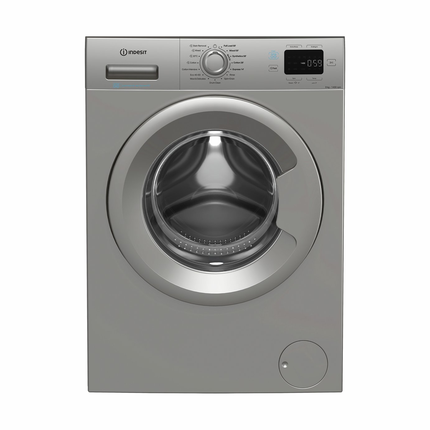 Indesit IP946SPUSH&GOUK 9KG 1400 Spin Washing Machine-Silver
