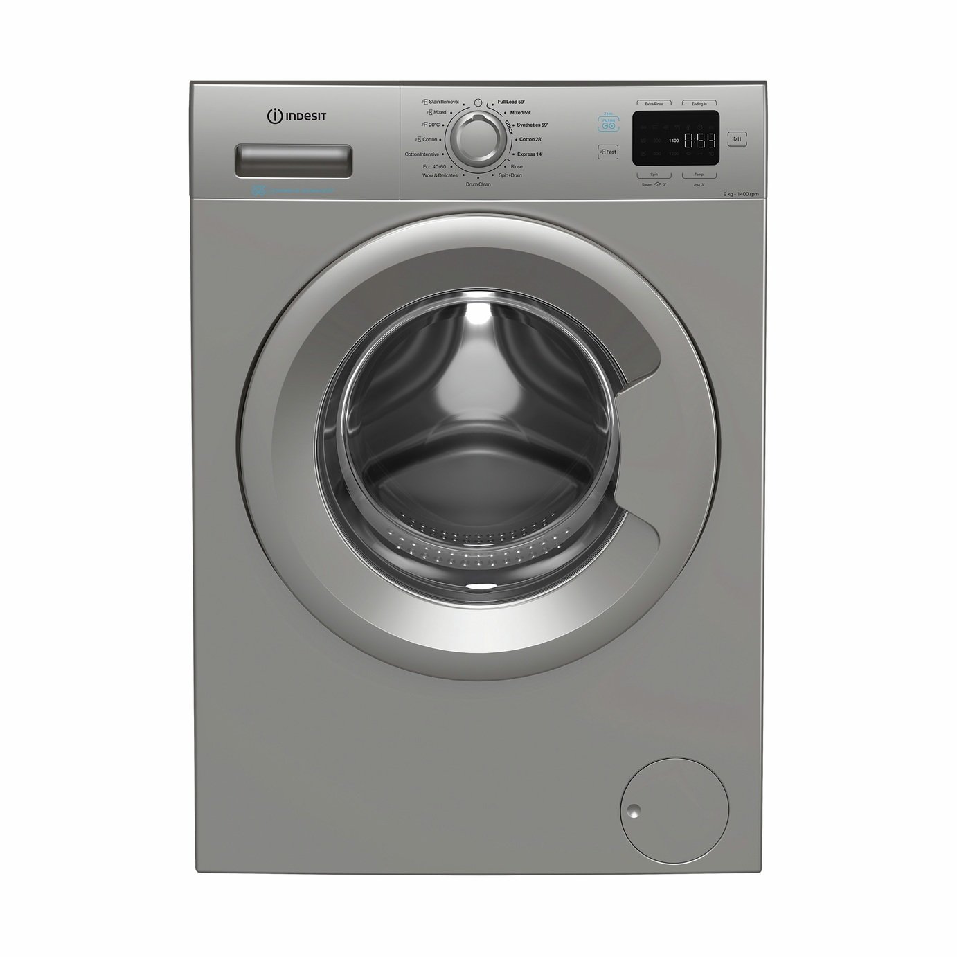 Indesit IP946SPUSH&GOUK 9KG 1400 Spin Washing Machine-Silver