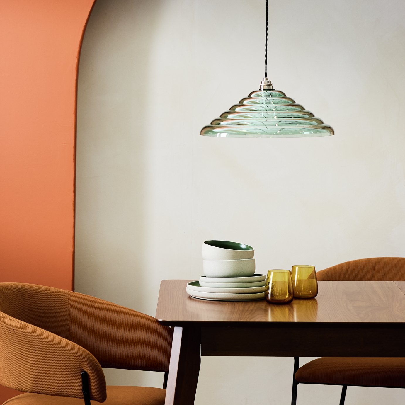 Habitat Ringo Glass Green Easy Fit Lampshade - 40cm