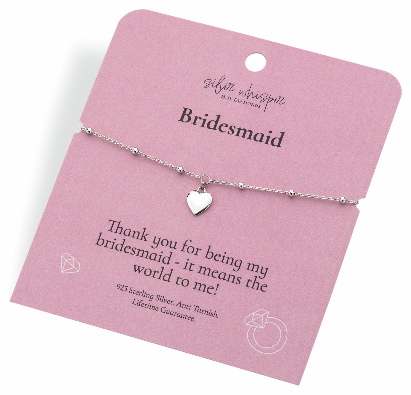 Hot Diamonds Sterling Silver Bridesmaid Heart Charm Bracelet