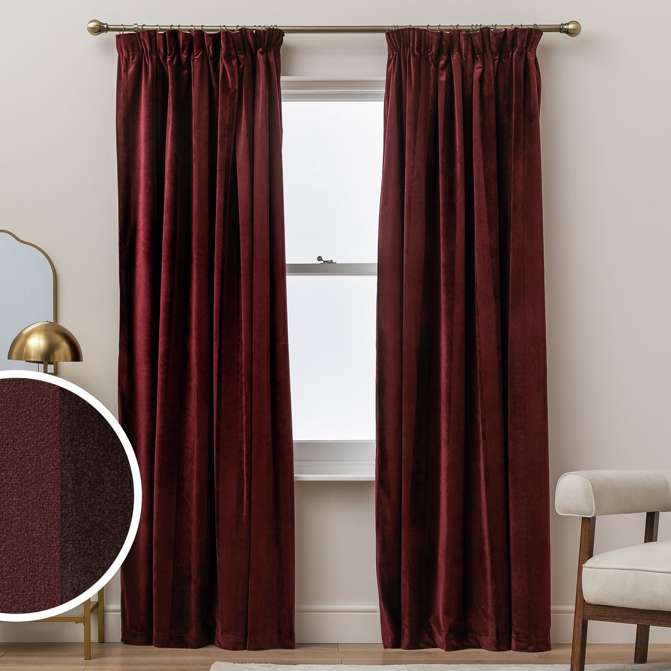 Argos Home Blackout Pencil Pleat Curtain - Berry