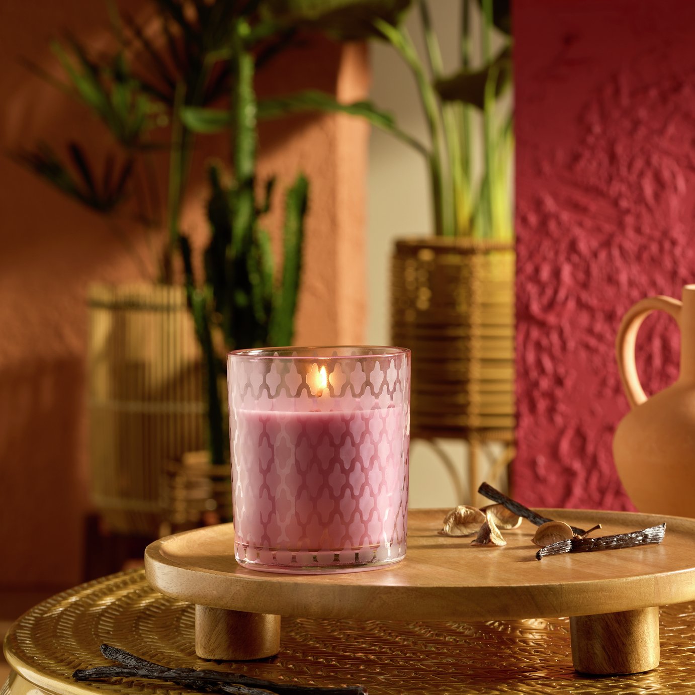 Habitat Glass Candle with Lid - Marrakesh