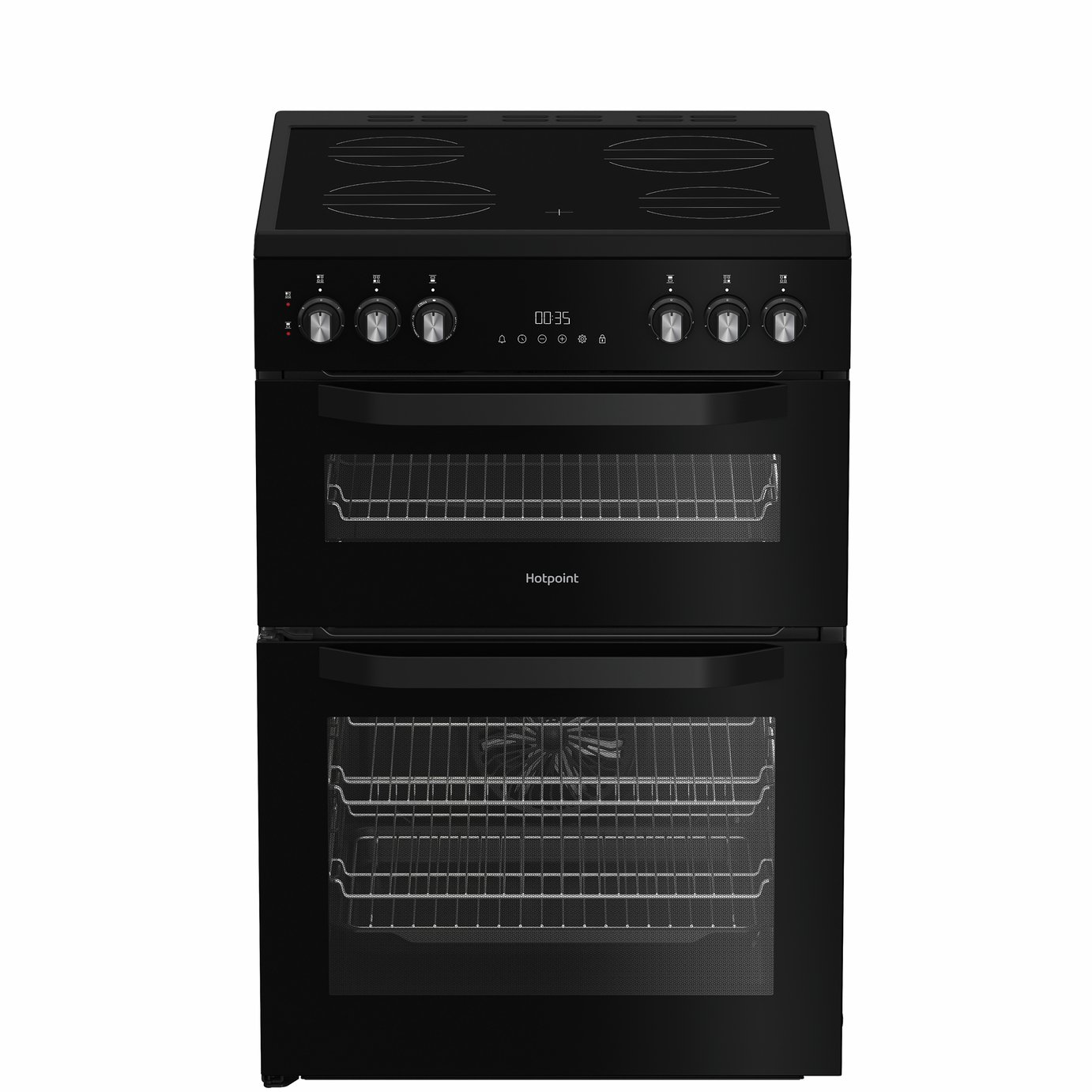 Hotpoint HTE6VDCB1 60cm Double Oven Electric Cooker - Black