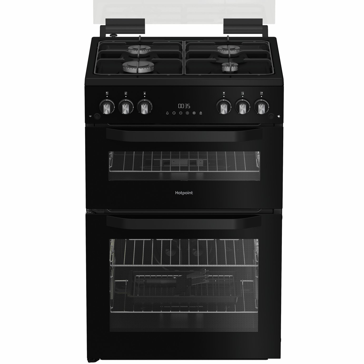 Hotpoint HTG6GDCB1 60cm Twin Cavity Gas Cooker - Black