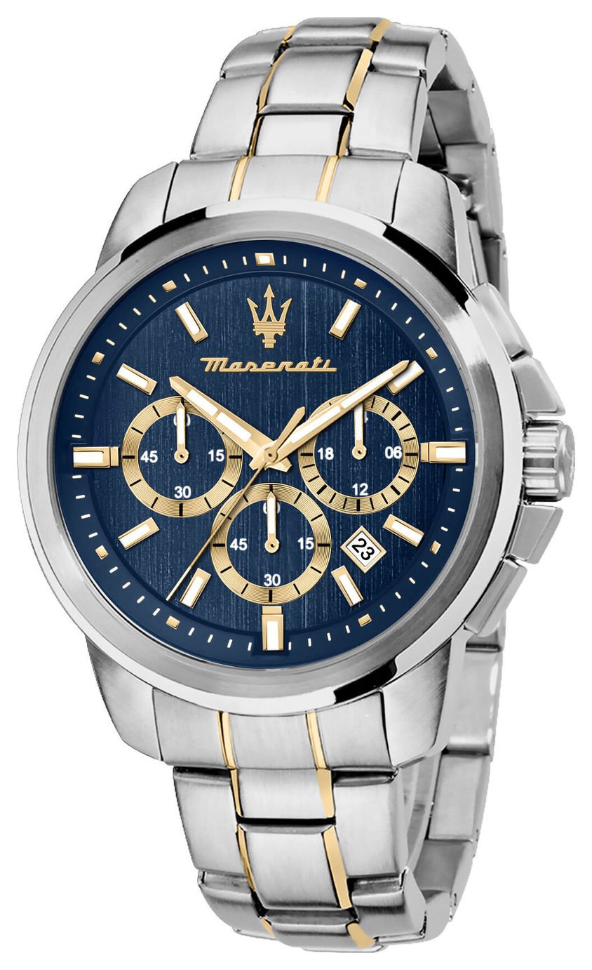 Maserati Chronograph Blue Dial Two Tone Bracelet Watch