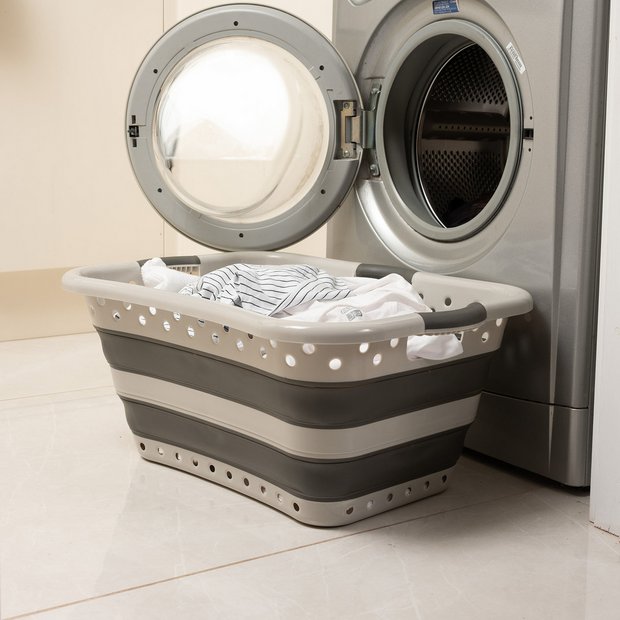 Buy Addis 45 Litre Collapsible Hip Hugger Basket - Grey | Laundry
