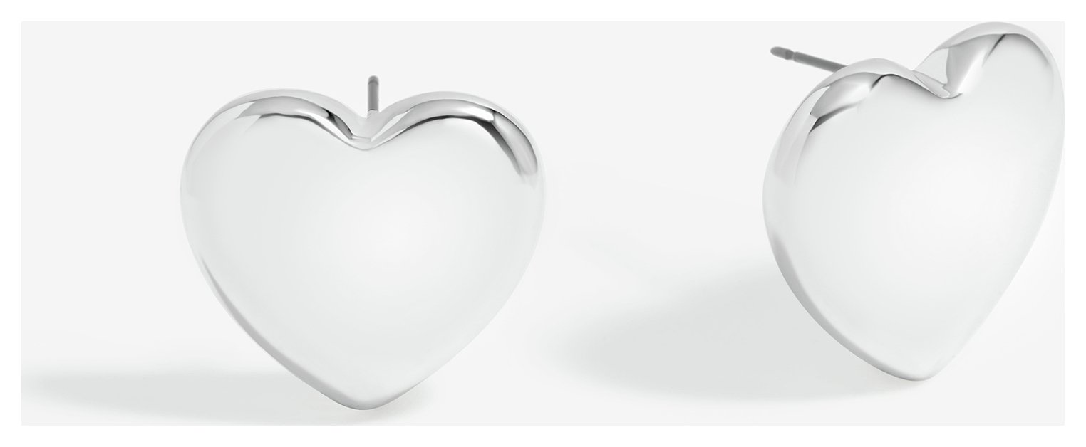 Lipsy Silver Polished Puffed Heart Stud Earrings 