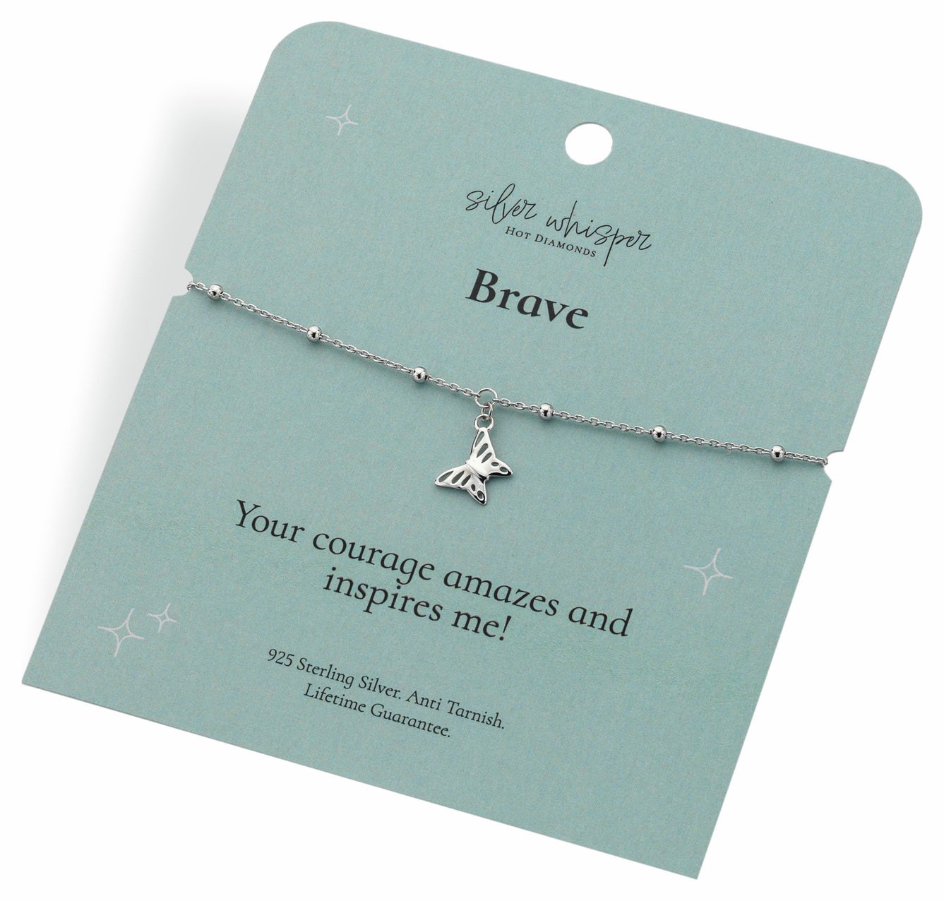 Hot Diamonds Sterling Silver Brave Butterfly Charm Bracelet