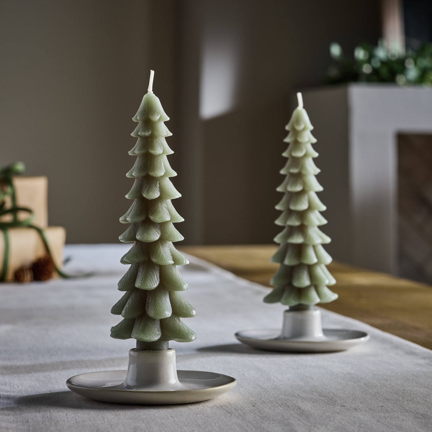 Habitat Christmas Tree Shaped Taper Candles - Pack of 2