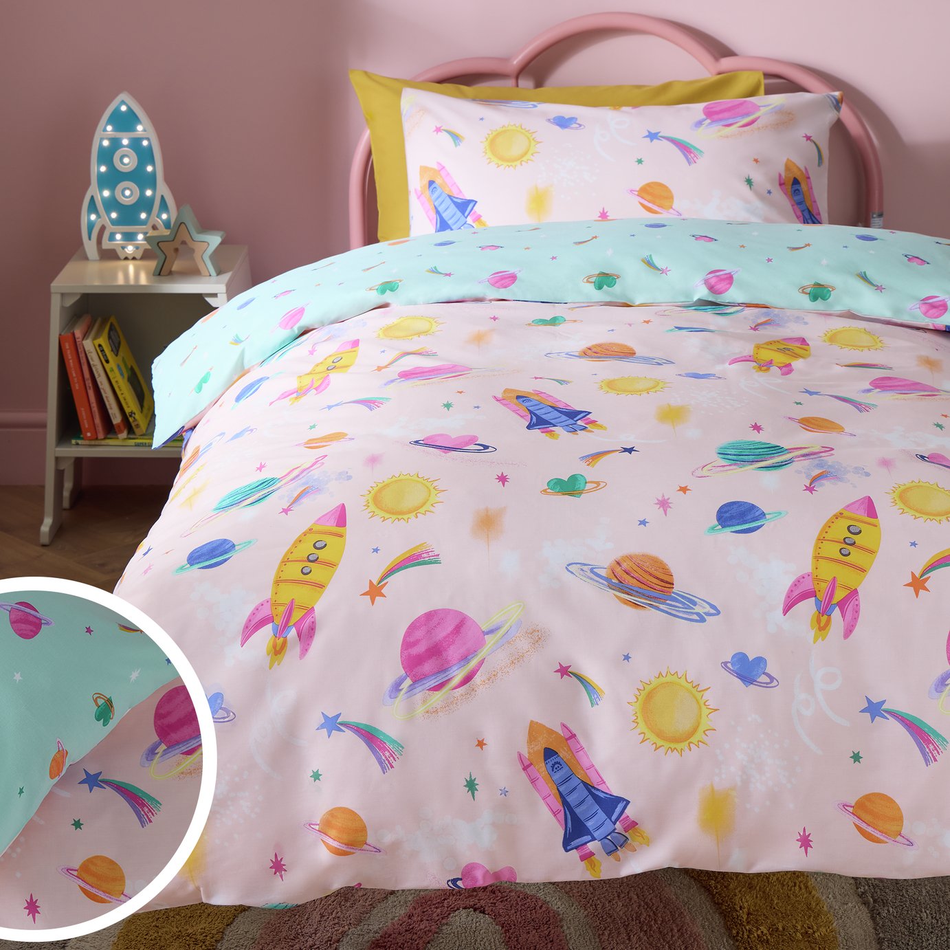 Habitat Space Girl Pink Kids Bedding Set - Double
