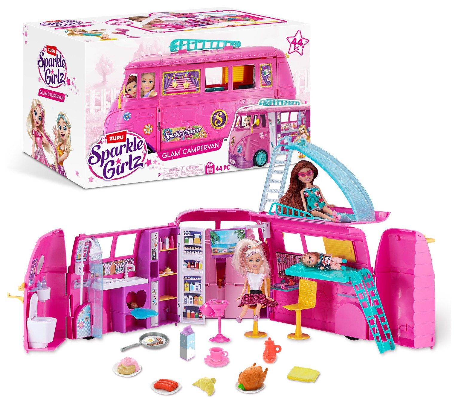 Sparkle Girlz Retro Campervan Doll Playset