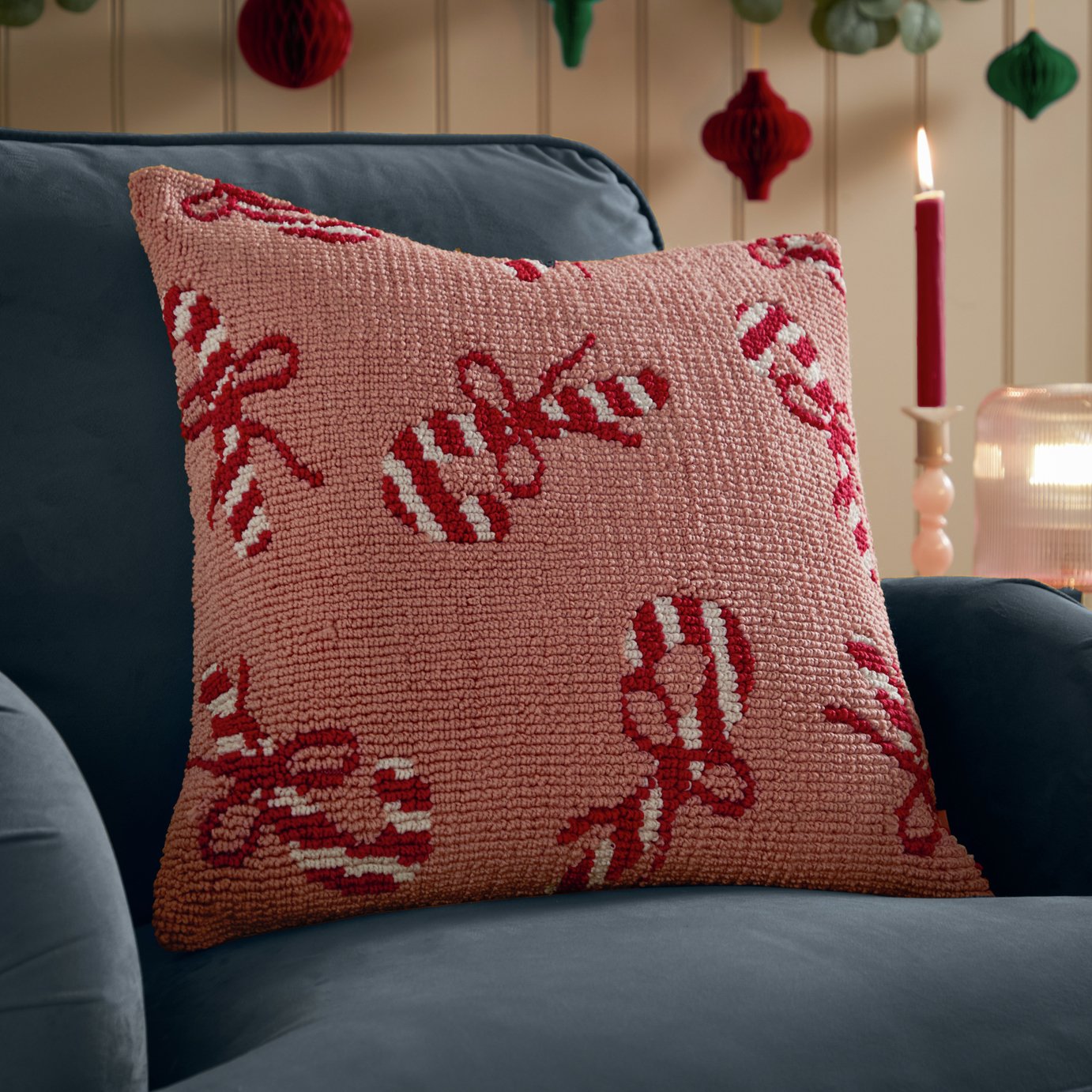 furn Candy Canes Cushion - Red - 45x45cm