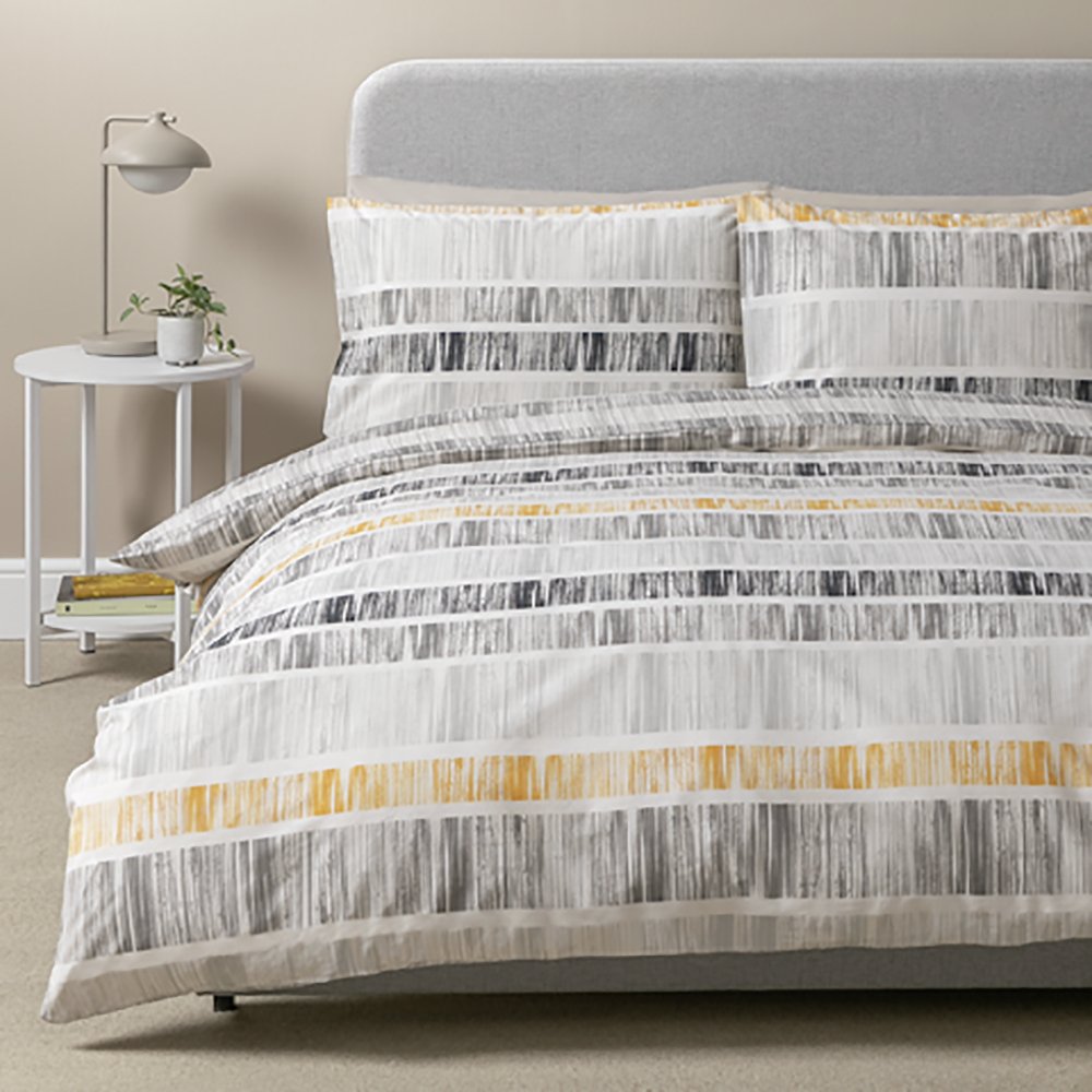 Habitat Mono Variegated Stripe Grey Bedding Set - King size