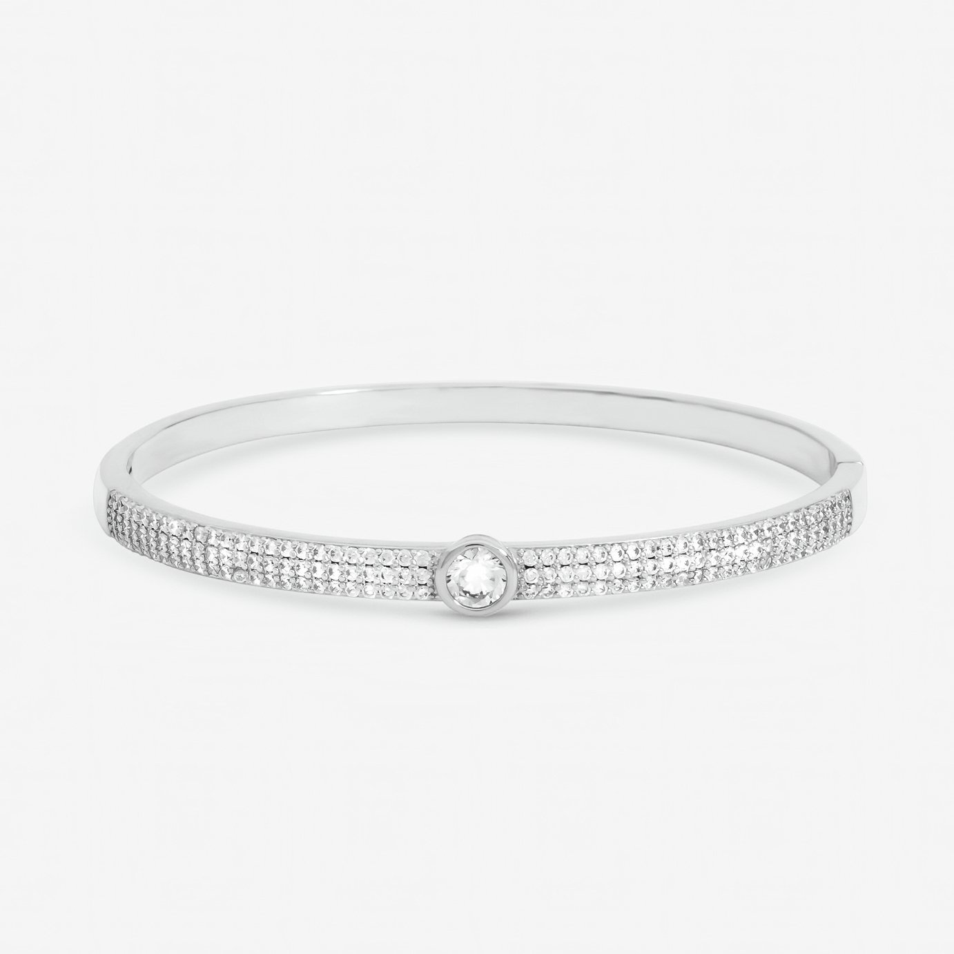 Jon Richard Silver Plated Crystal and Pave Stone Bangle