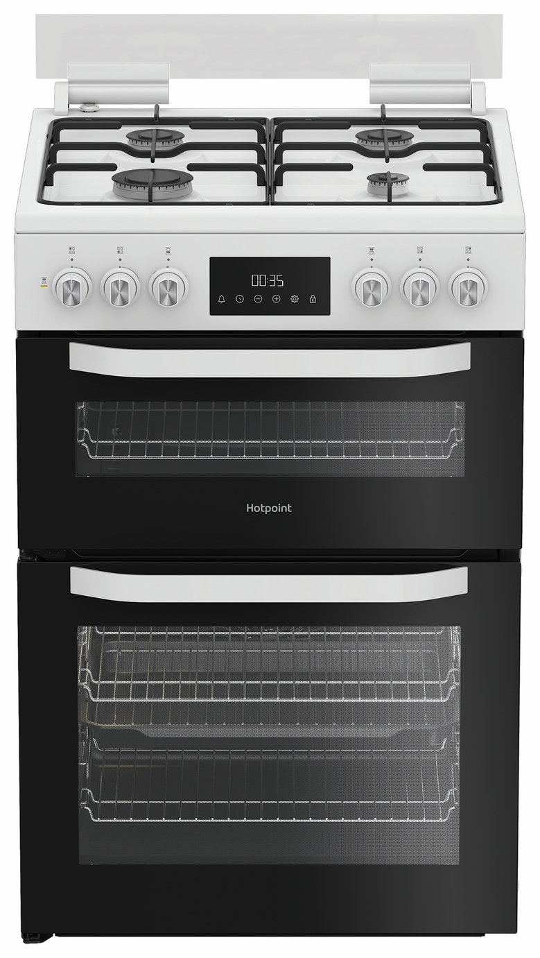 Hotpoint HDD6GDC2W 60cm Double Oven Dual Fuel Cooker - White