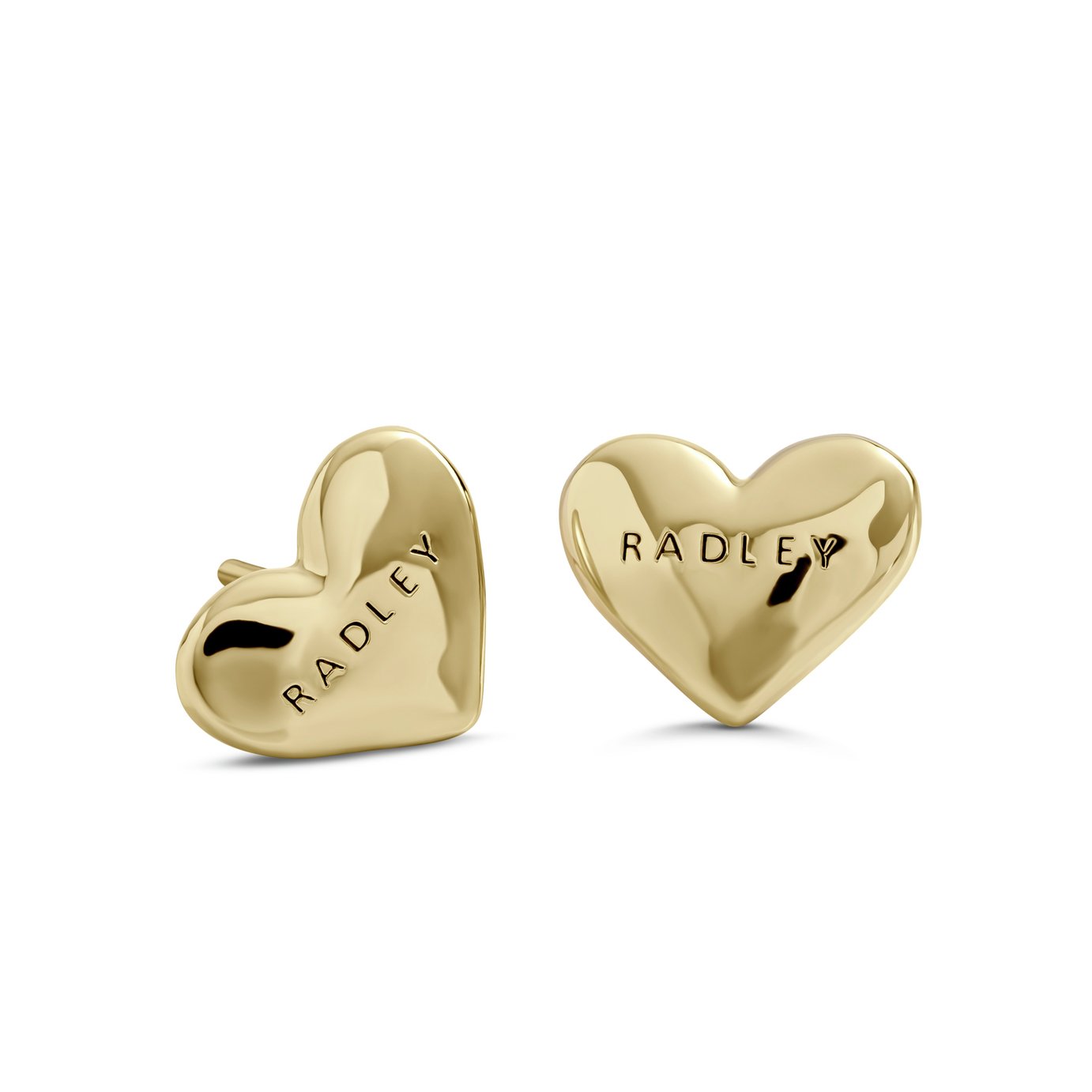 Radley 18ct Gold Plated Hammered Heart Stud Earrings