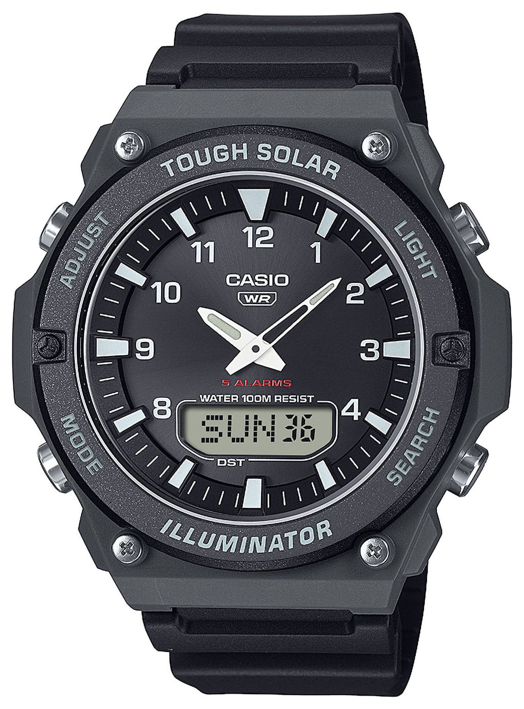 Casio Analogue Display Black Dial Resin Strap Watch