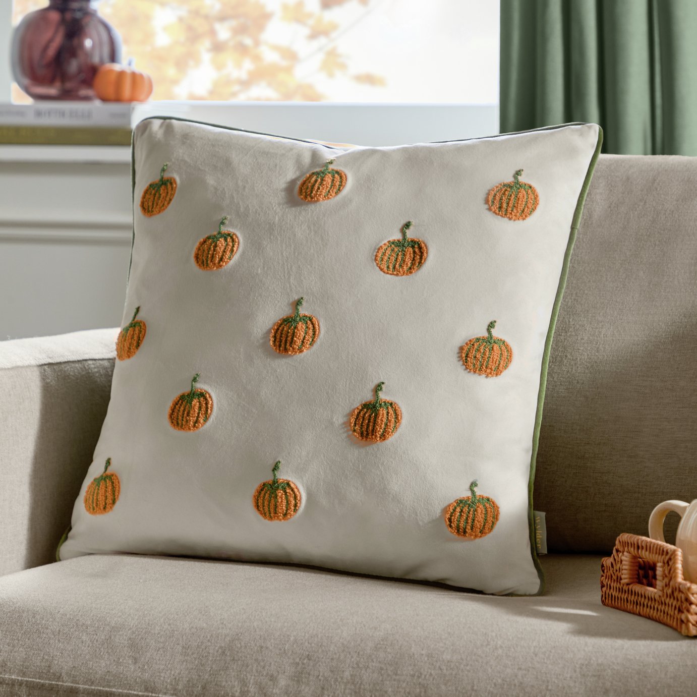 Wylder Pumpkin Spice Cushion - White - 45x45cm