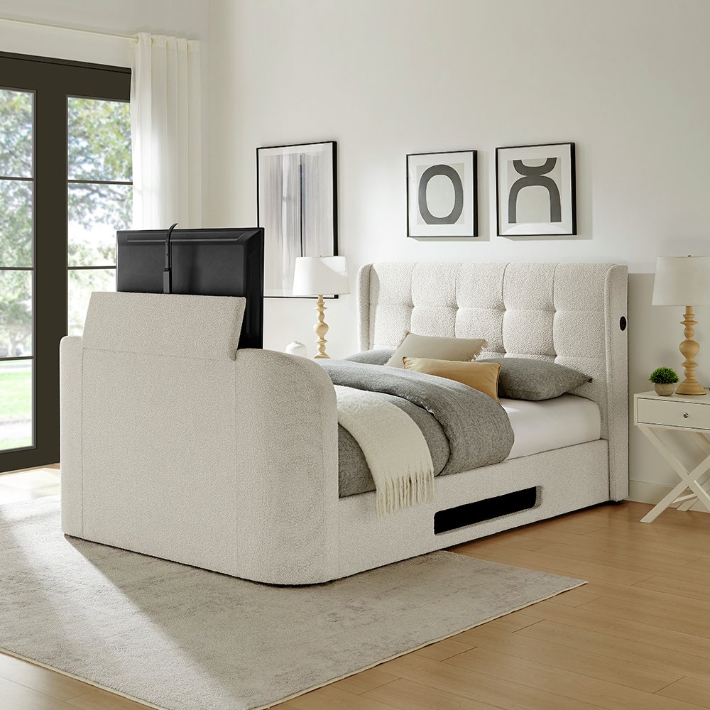 Koble Wafer Kingsize Smart TV Bed - Cream