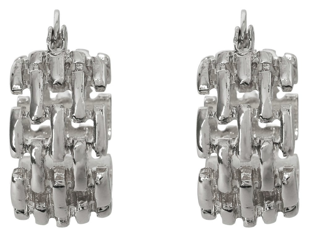 Liars & Lovers Silver Tone Watch Strap Link Hoop Earrings 