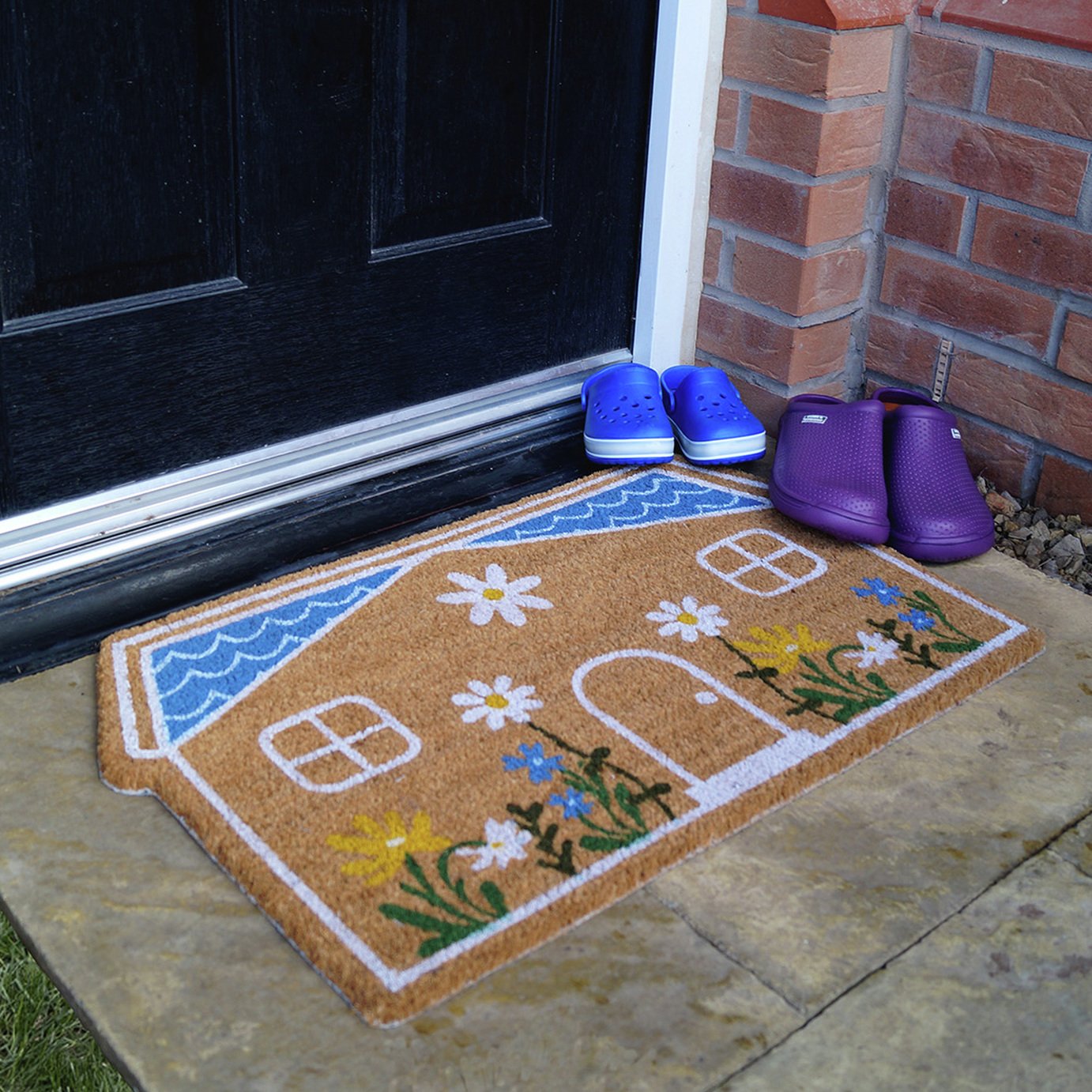 Mighty Mats Latex Flower Cottage Doormat - 45x75cm