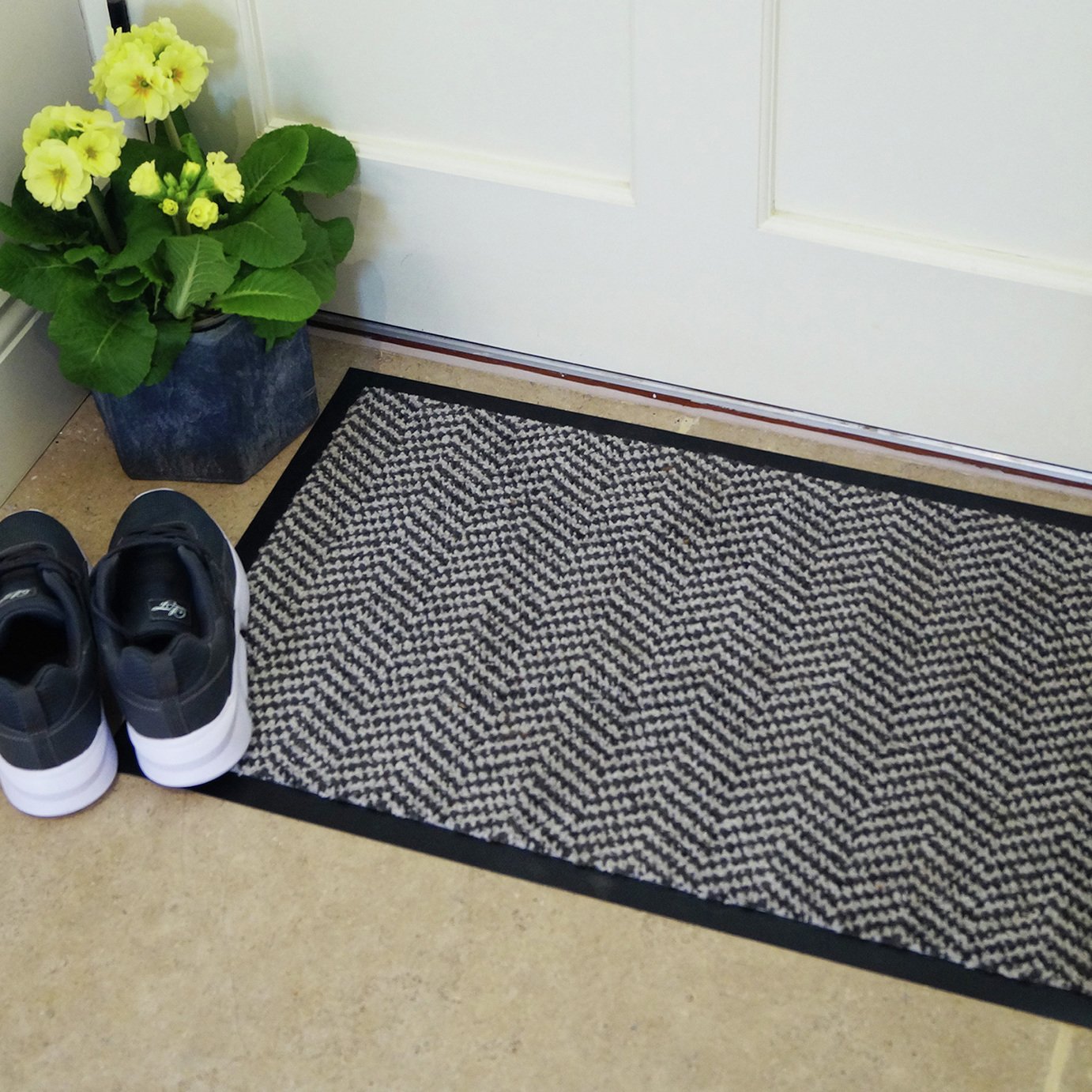 Mighty Mats Herringbone Light Grey Doormat - 50x80cm