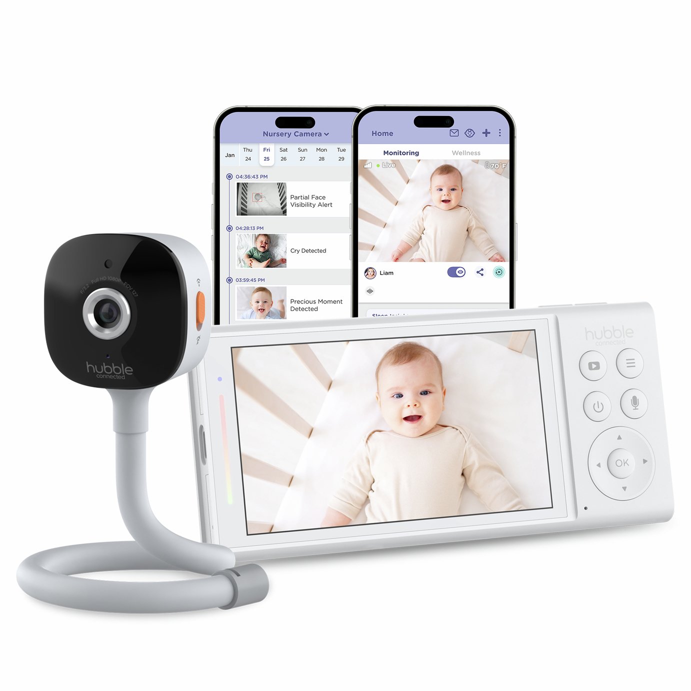 Hubble Connected Go Baby Plus 5inch Video Baby Monitor 