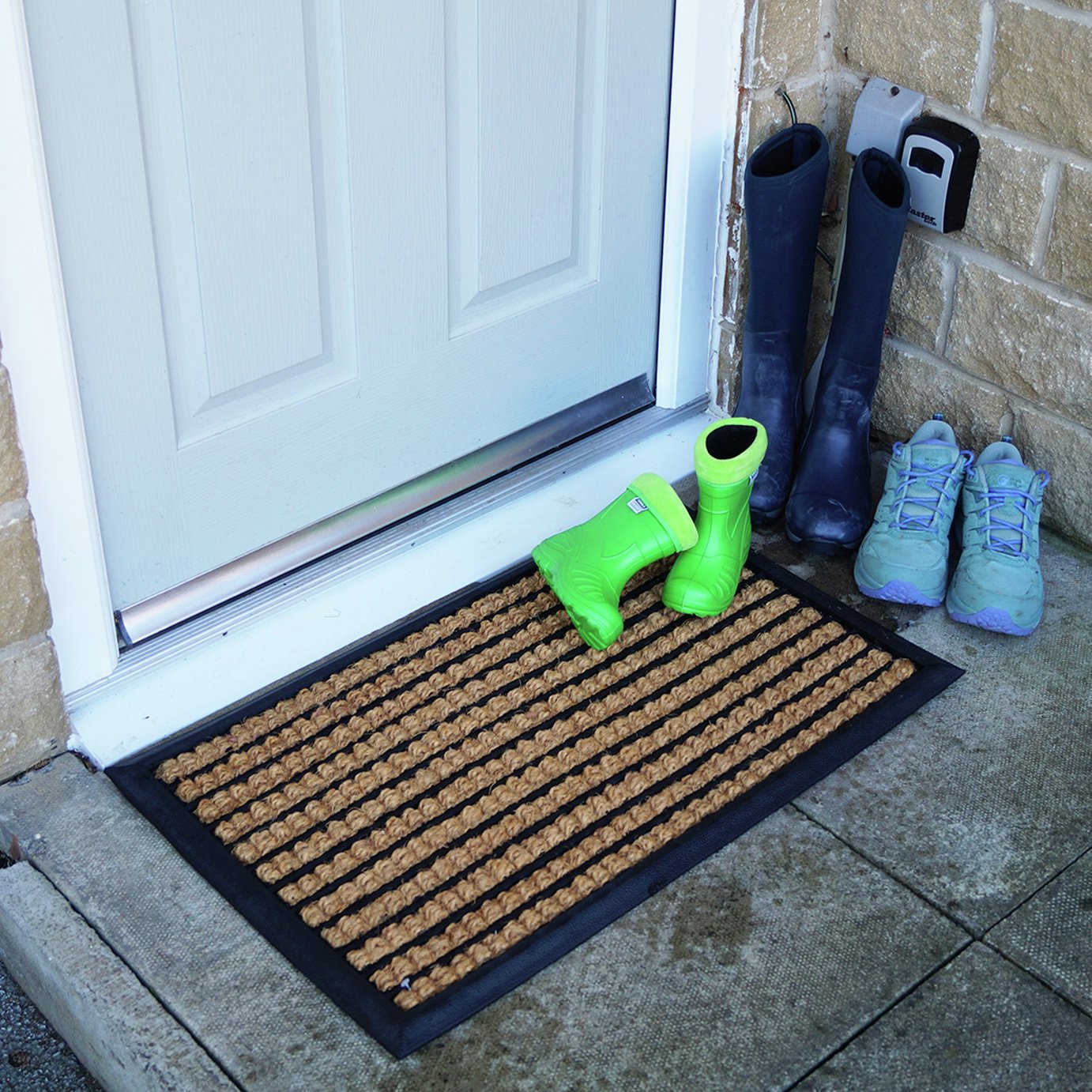 Mighty Mats Premium Rubber Natural & Black Doormat - 45x75cm