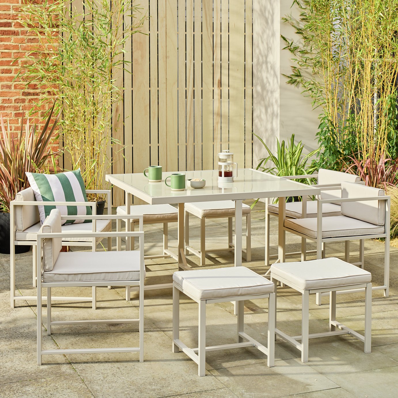 Argos Home Modern Space Saving 8 Seater Patio Set - Greige