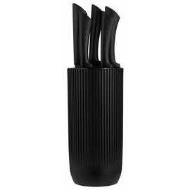 Viners 6 Piece Ribbed Knife Block Set - Black