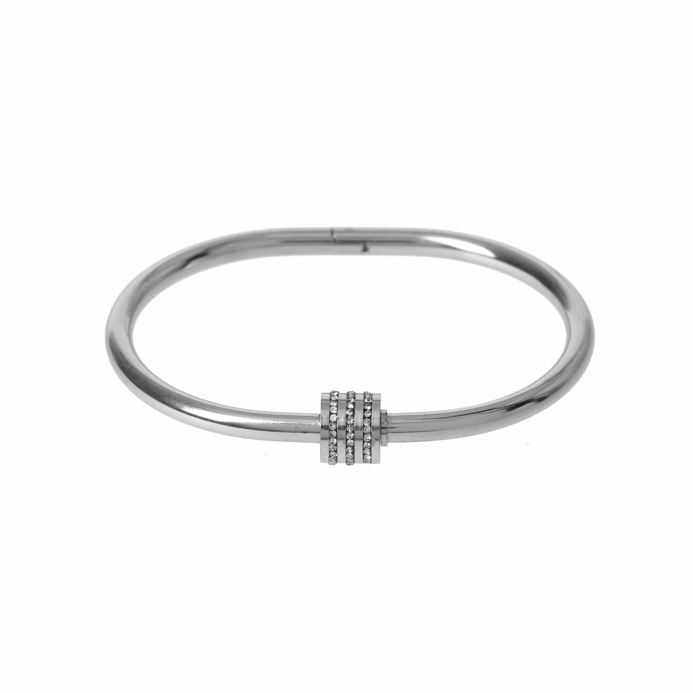 Liars & Lovers Silver Tone Stainless Steel Hinged Bangle