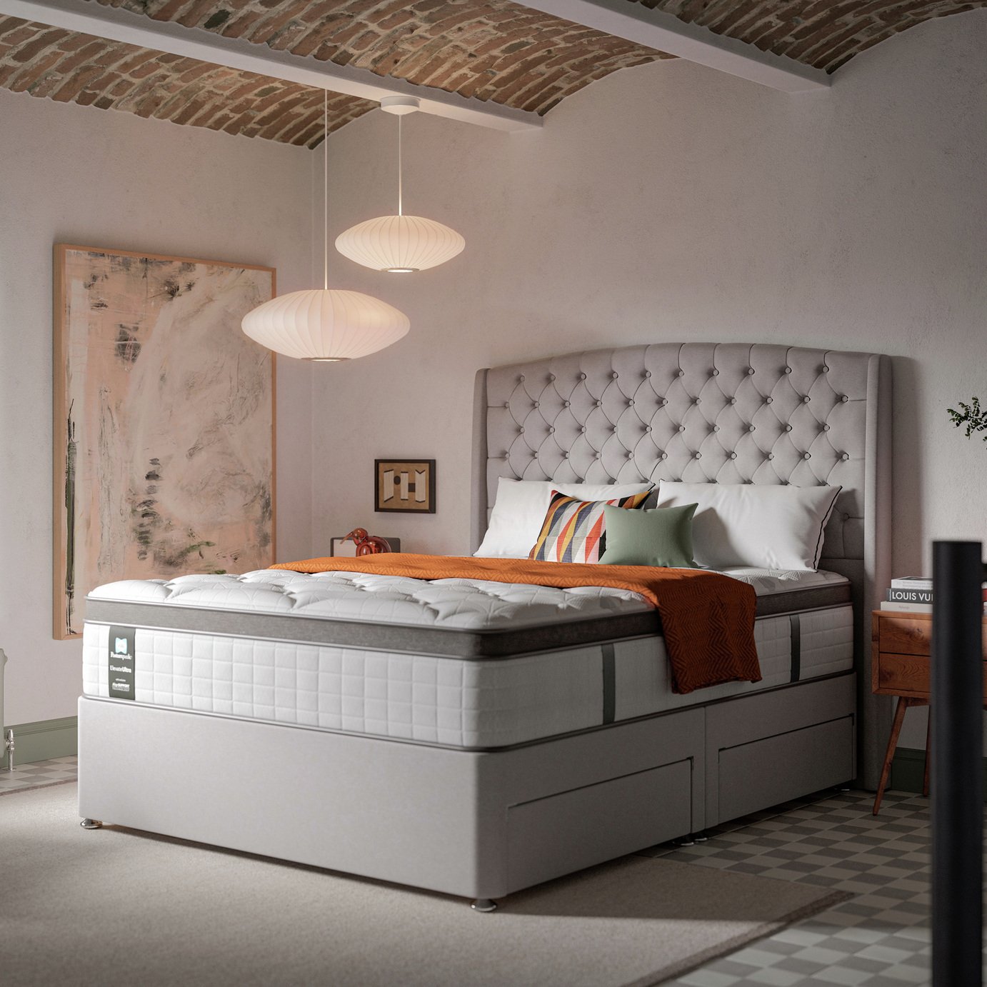 Sealy Pewter Double Divan Bed - Grey