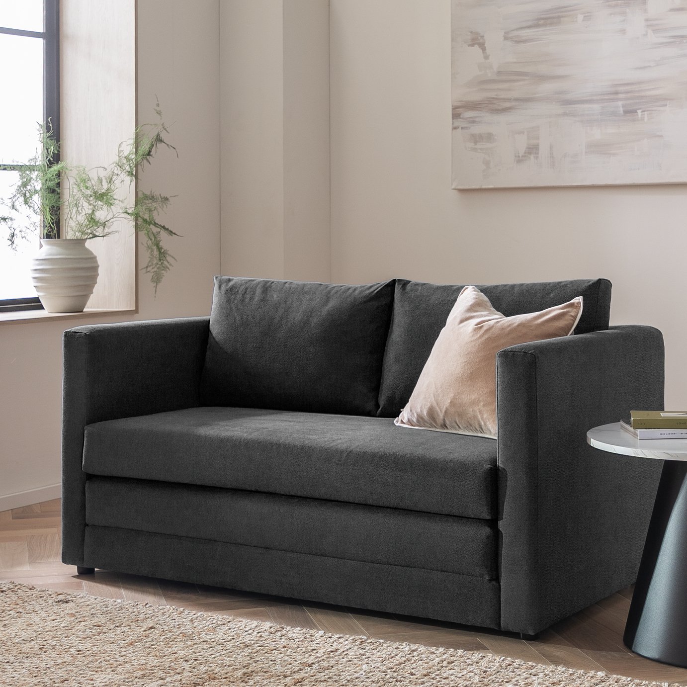 Argos Home Lucy Fabric Sofa Bed -  Charcoal