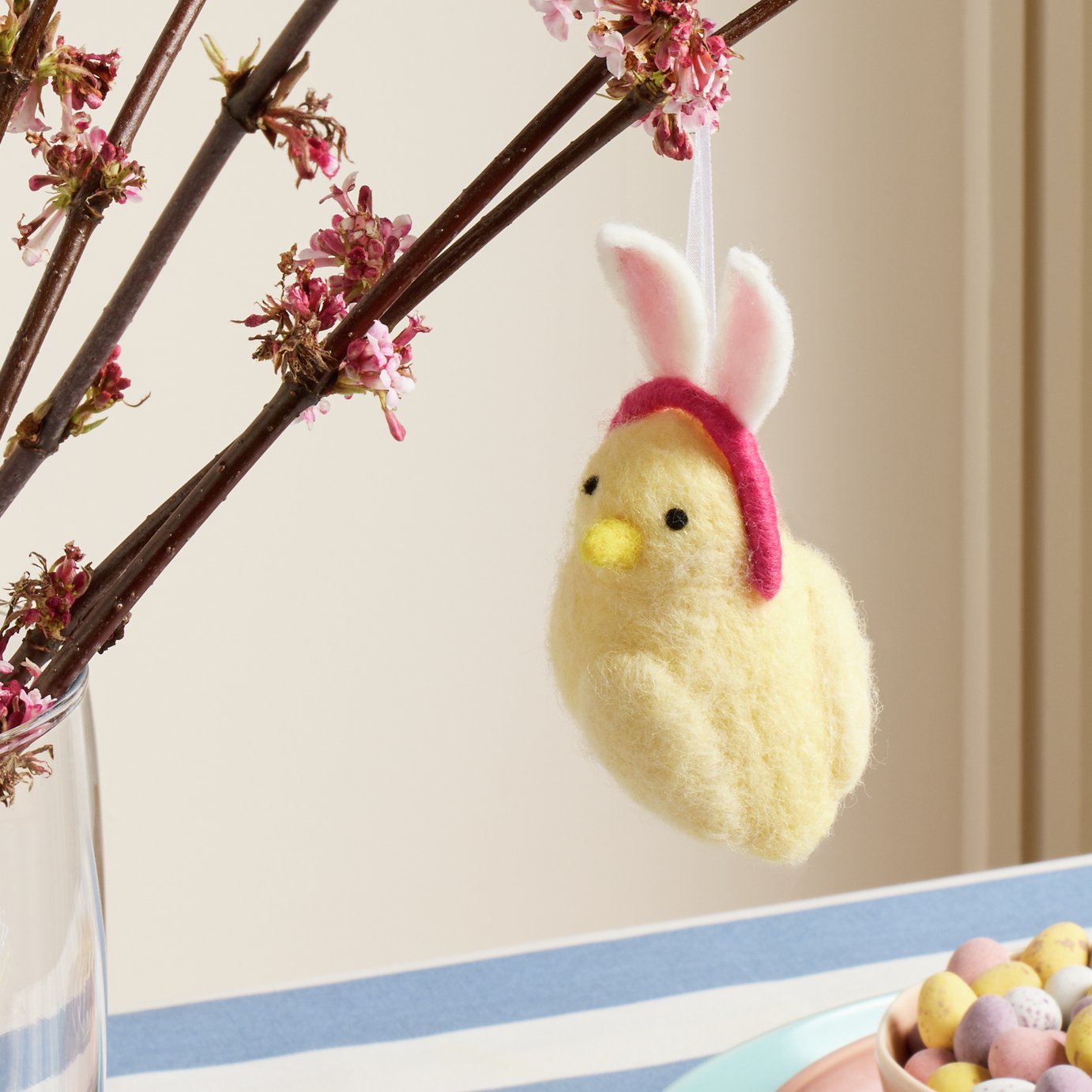 Argos Home Felt Yellow Chick with Bunny Ears Ornament