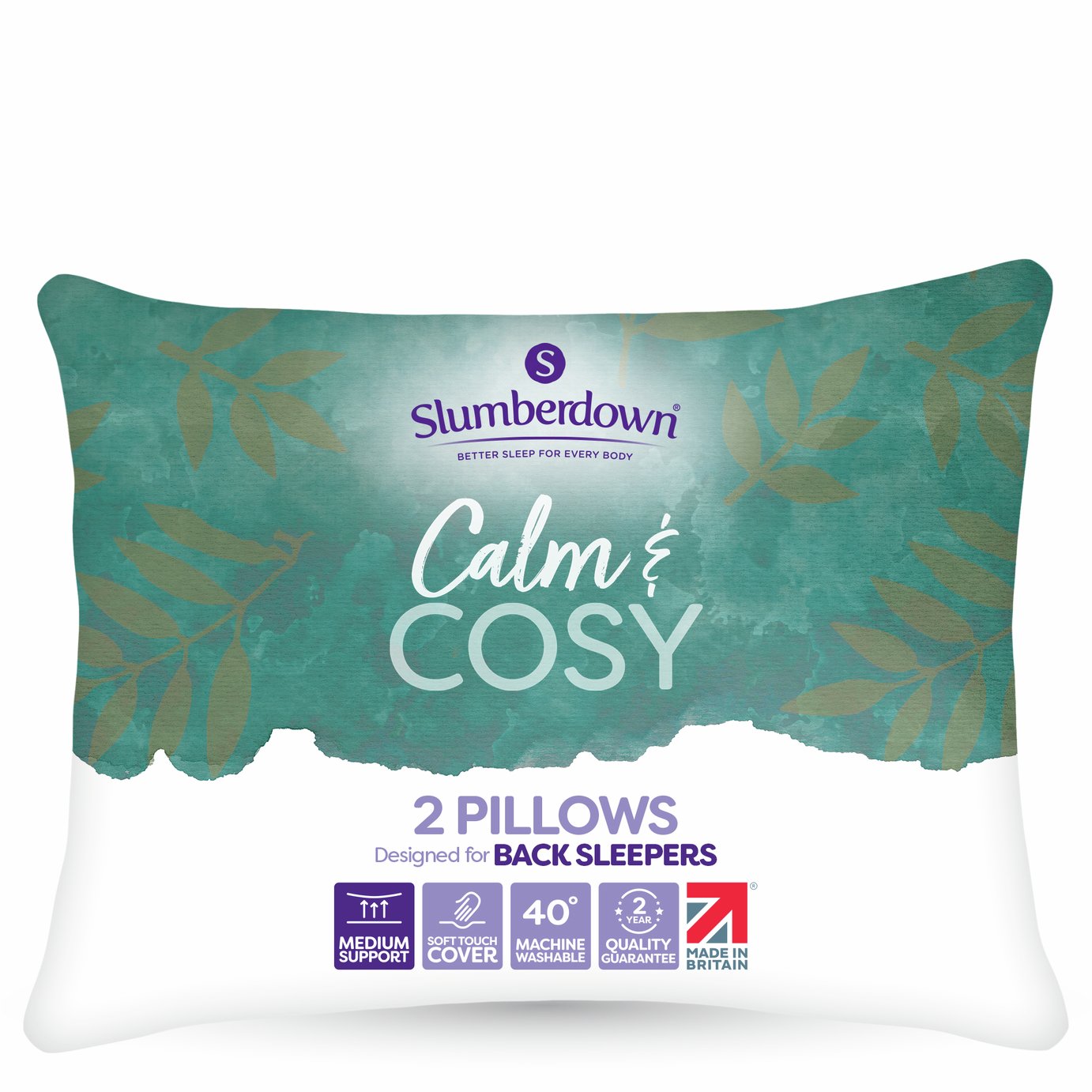 Slumberdown Calm & Cosy Medium Pillow - 2 Pack