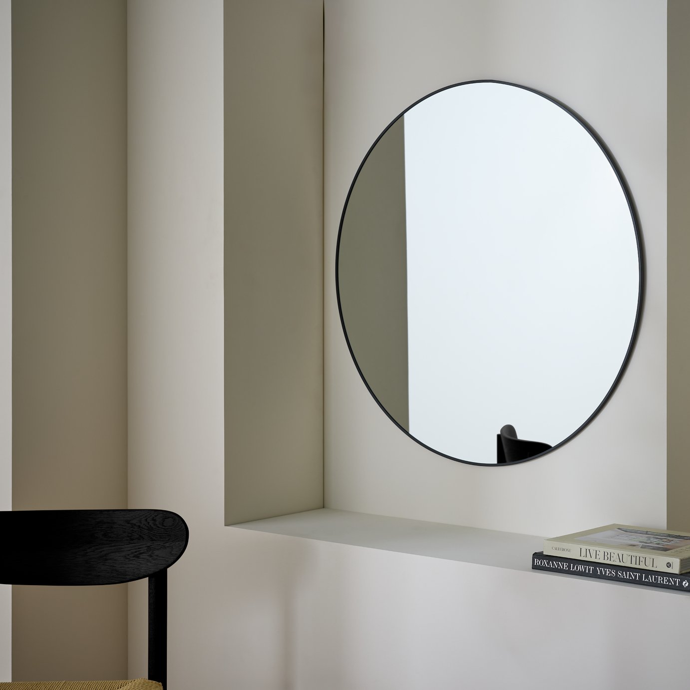 Habitat Black Round Wall Mirror - 80x80cm