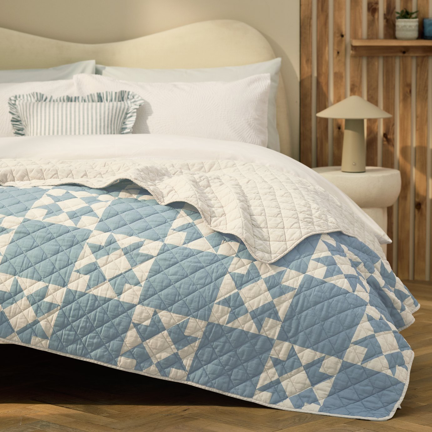 Habitat Quilted Motif Bedspread - White - 200x220cm
