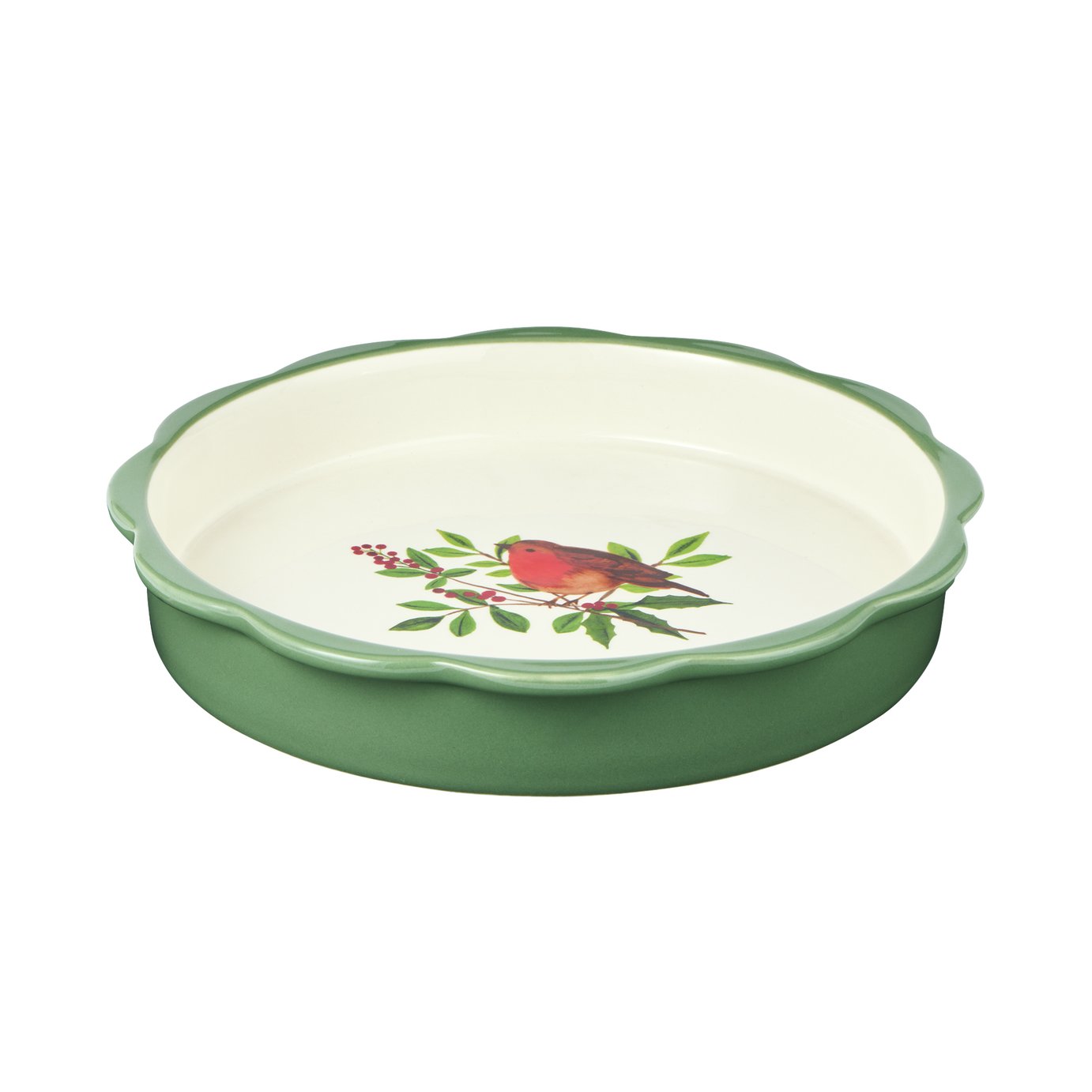 Argos Home Robin 24cm Ceramic Fluted Pie Dish - Green