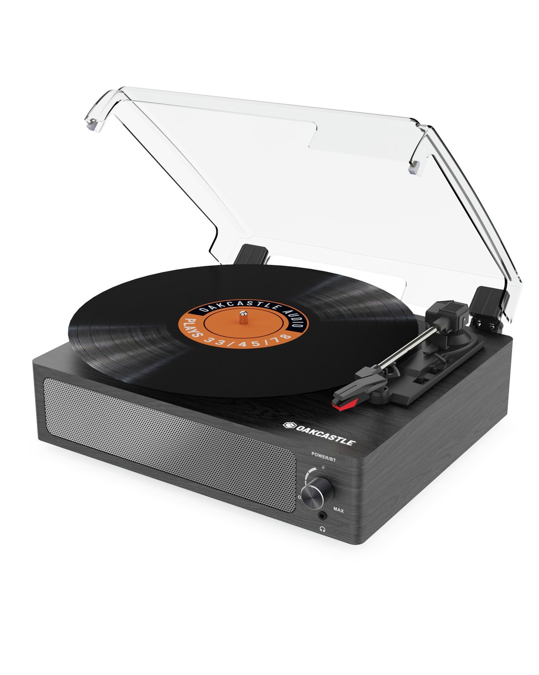 Oakcastle TT100 Belt-Drive Turntable Record Player - Black
