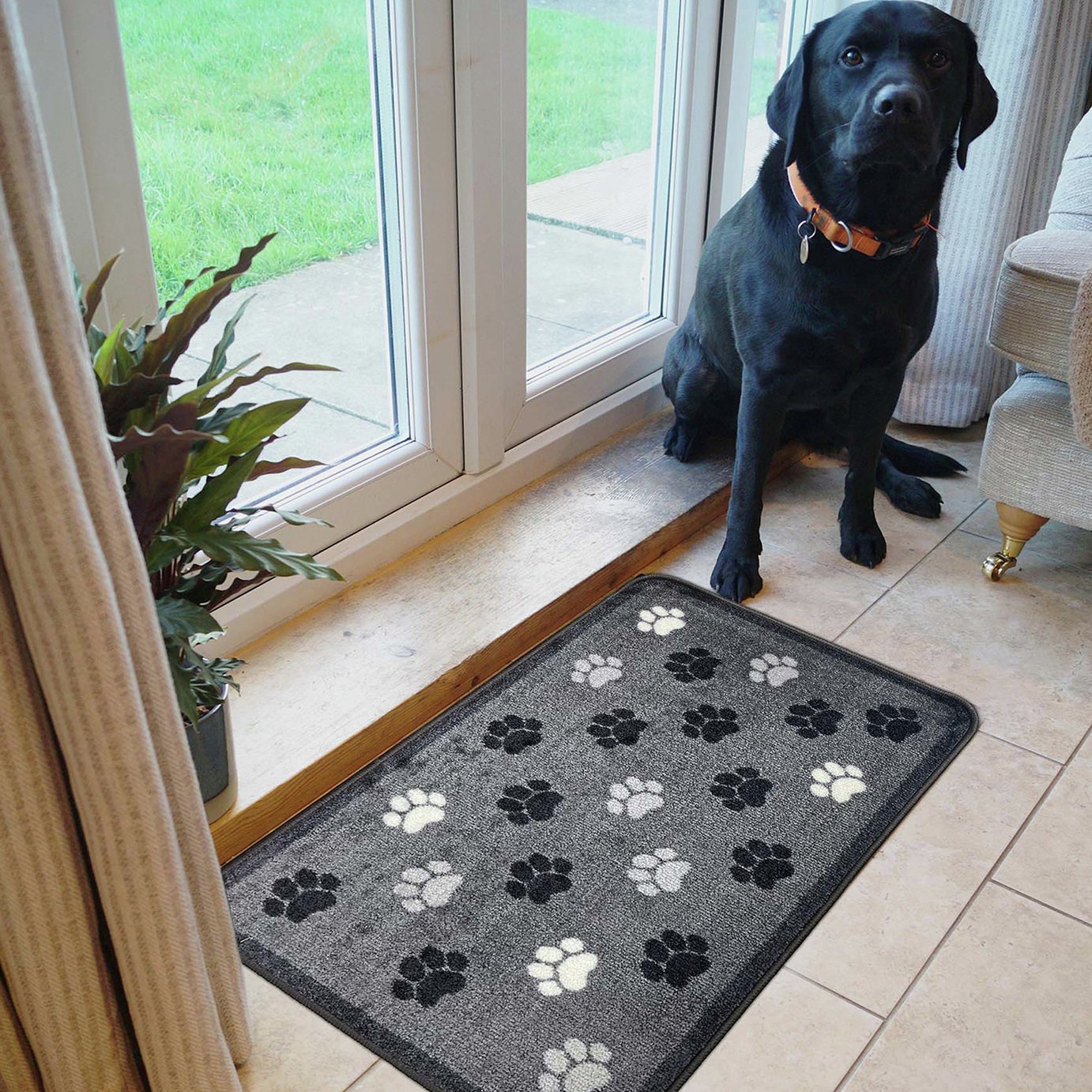 Mighty Mats Supersoft Washable Paw Print Doormat - 50x75cm