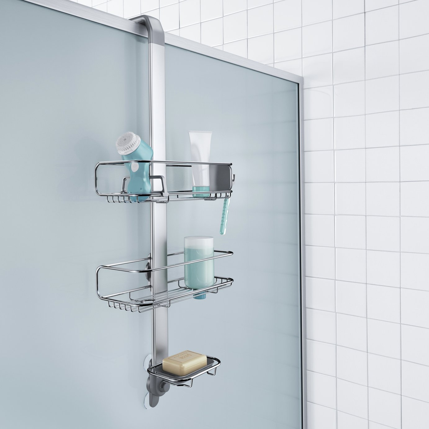 Simplehuman 2 Tier Overdoor Shower Caddy - Stainless Steel