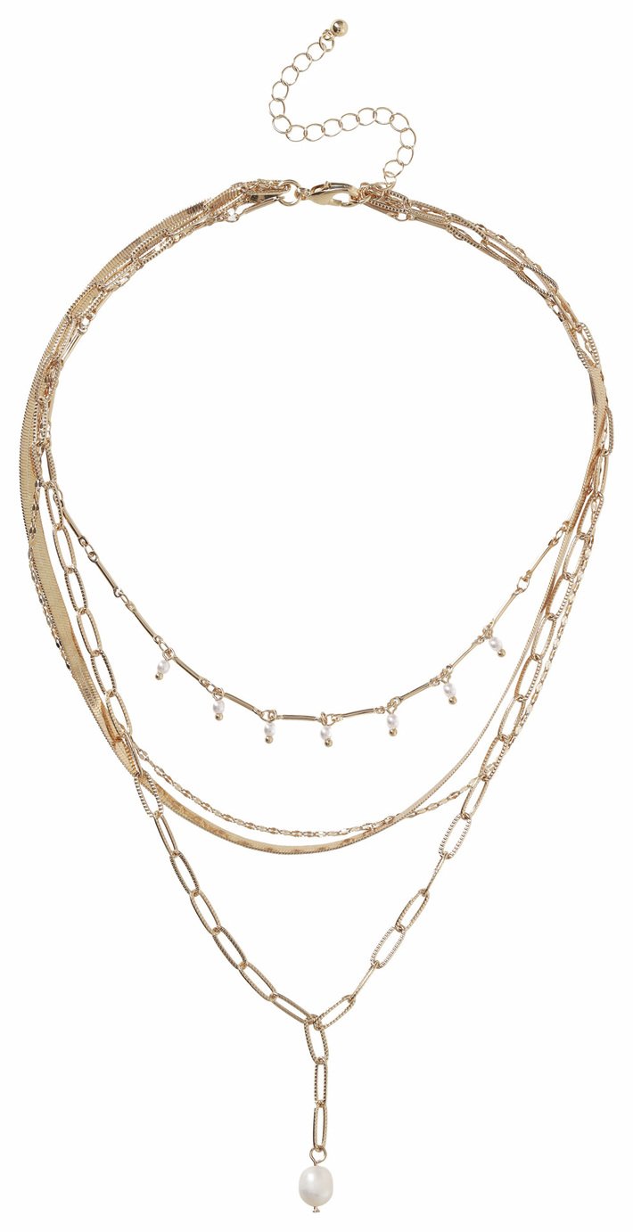 Liars & Lovers Gold Tone Pearl Pendant Multilayered Necklace