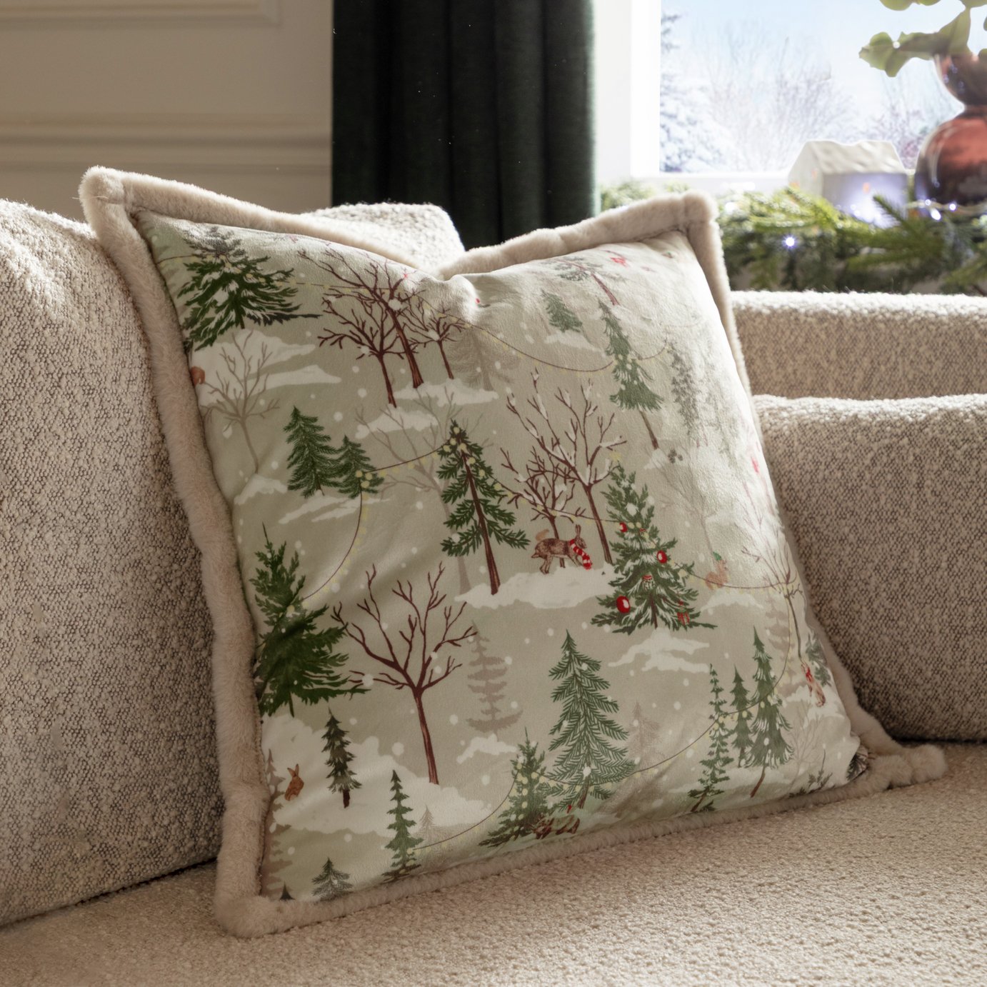 furn Forest Festivities Cushion - Natural - 50x50cm
