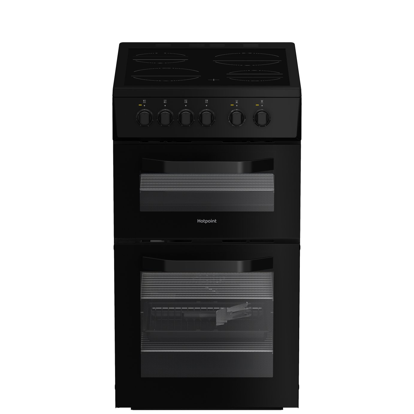 Hotpoint HTE5VCB 50cm Twin Cavity Electric Cooker - Black
