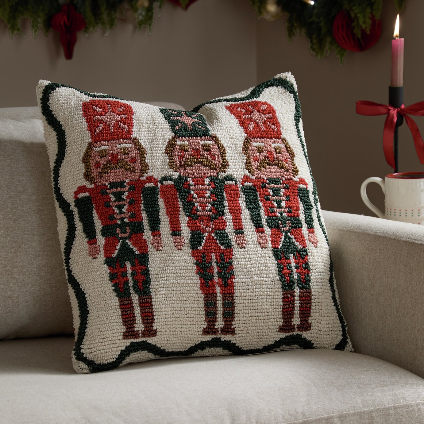 furn Nutcracker Trio Cushion - Cream - 45x45cm