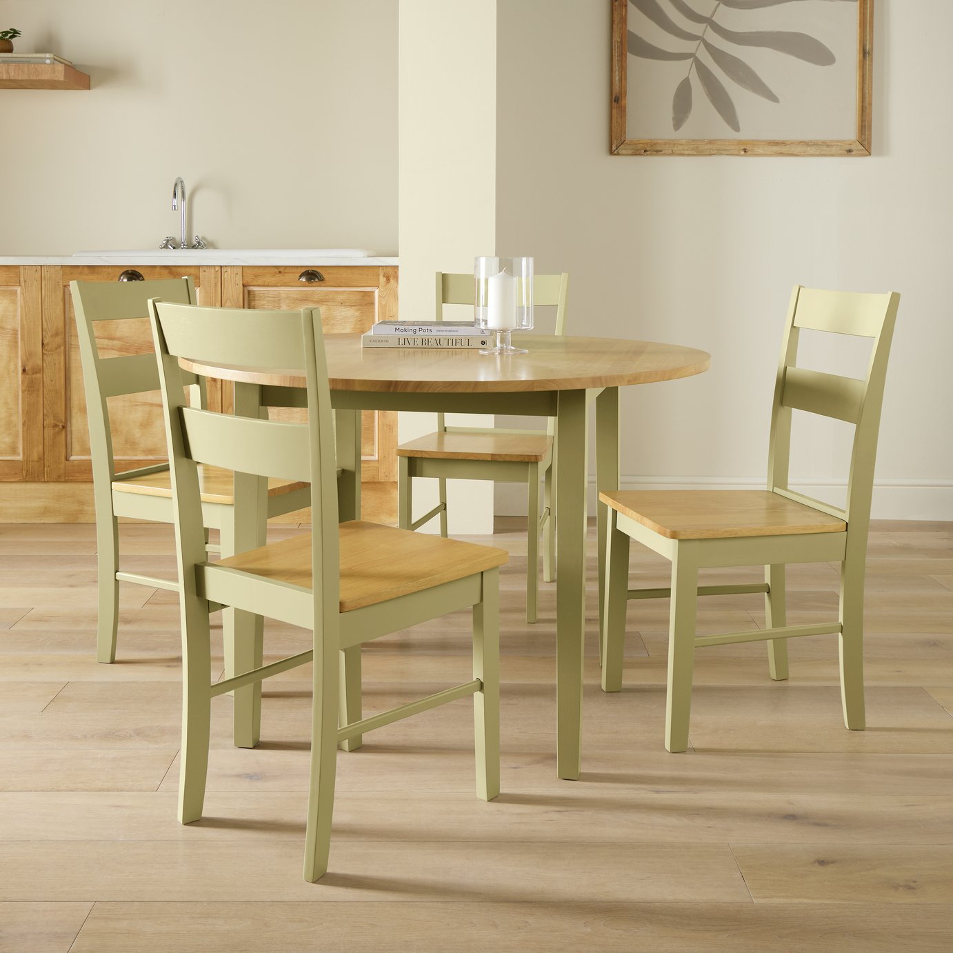 Argos Home Chicago Round Cream Dining Table & 4 Cream Chairs