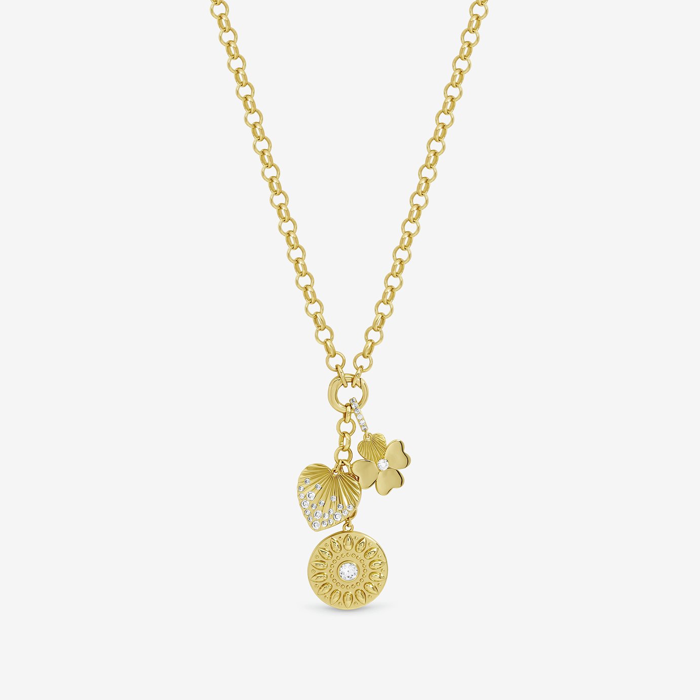 Inicio Gold Plated Multi Charm Necklace In Gift Pouch
