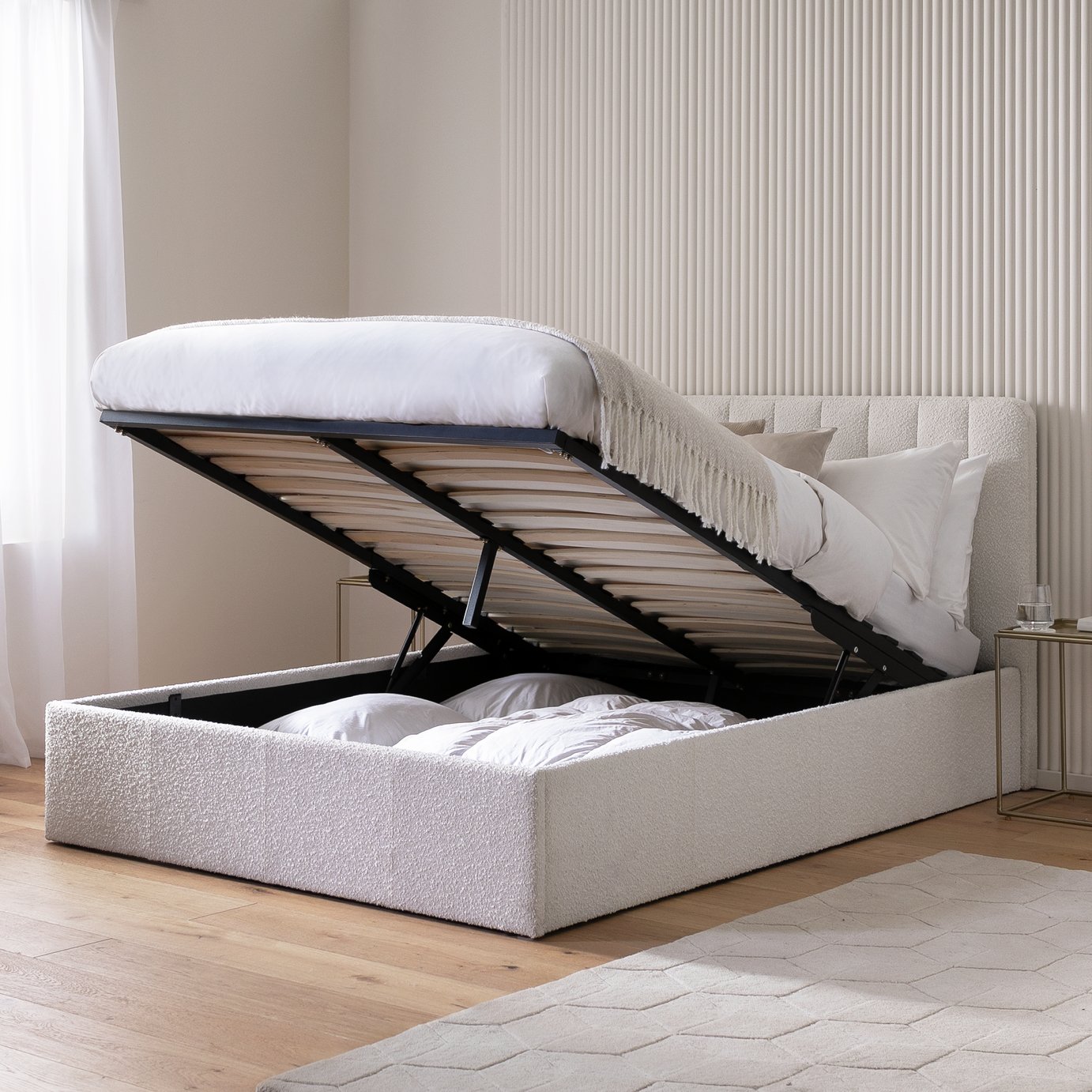 Argos Home Pandora Kingsize End Lift Ottoman Bed - White